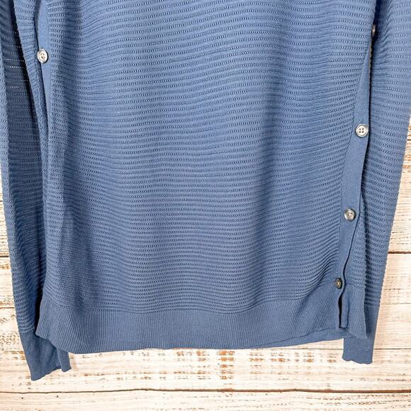 Ann Taylor LOFT Blue Sweater with Side Buttons, EUC, Size Medium, MSRP $89 - Picture 5 of 11